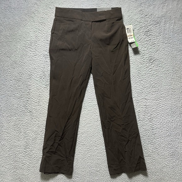 JM Collection Magic Pants Womens 2PS Petite Brown Curvy Fit Stretch Trousers NWT - Picture 1 of 12